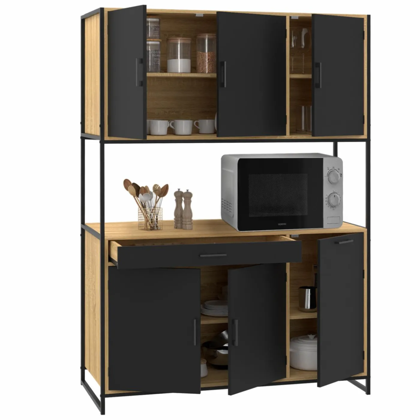Buffet de cuisine industriel 120 cm avec 6 portes