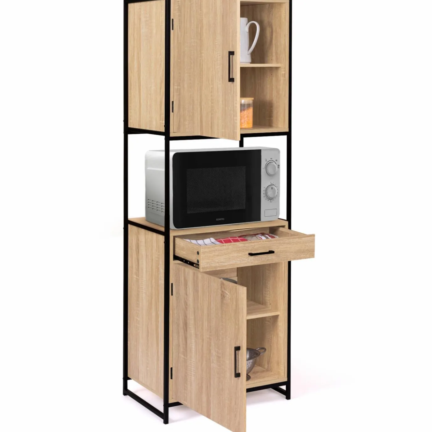 Buffet de cuisine industriel bois et métal 60 cm