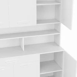 Buffet de cuisine vaisselier blanc brillant 120 cm