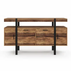 Buffet de salon industriel 4 portes bois et noir