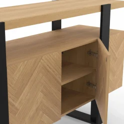 Buffet effet chevrons et noir avec 4 portes 140 cm