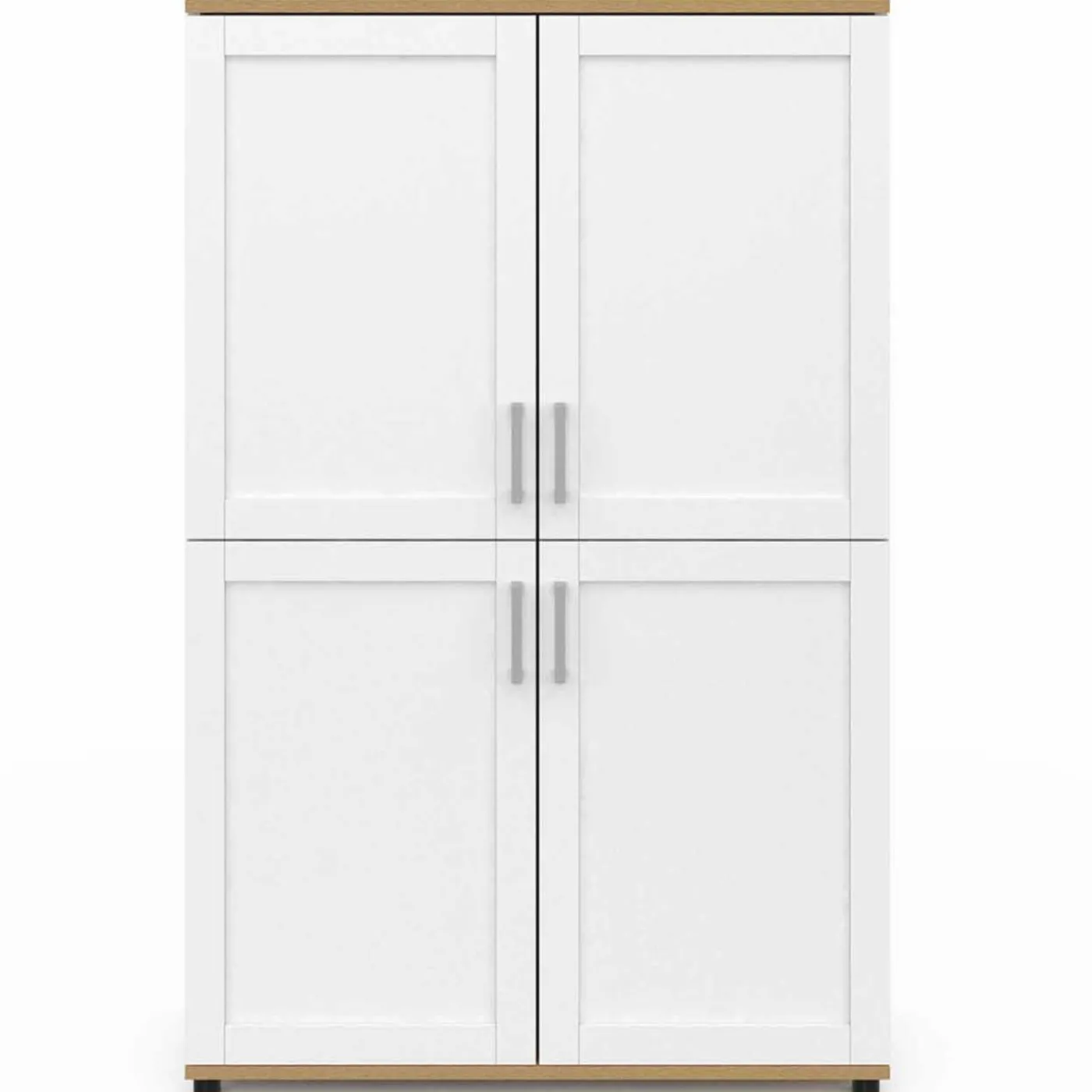 Buffet haut blanc et bois avec 4 portes 125 cm