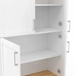 Buffet haut blanc et bois avec 4 portes 125 cm