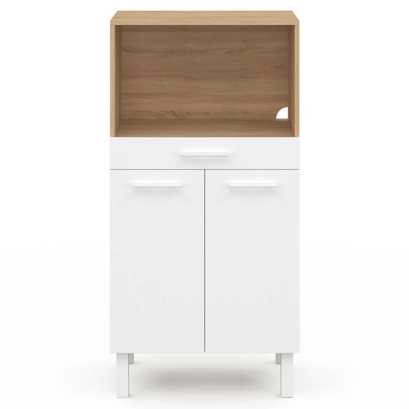 Buffet mi-haut 60 cm 1 tiroir 2 portes blanc