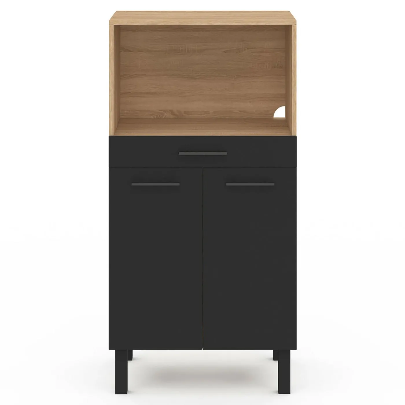 Buffet mi-haut 60 cm 1 tiroir 2 portes noir