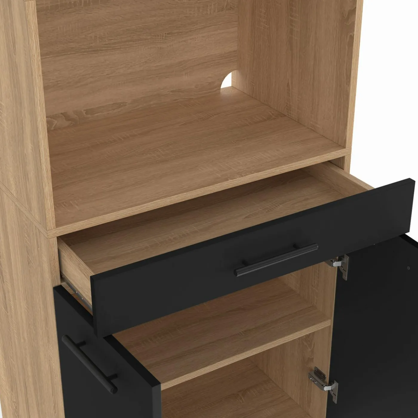Buffet mi-haut 60 cm 1 tiroir 2 portes noir