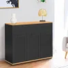 Buffet noir et bois 3 portes et 1 tiroir