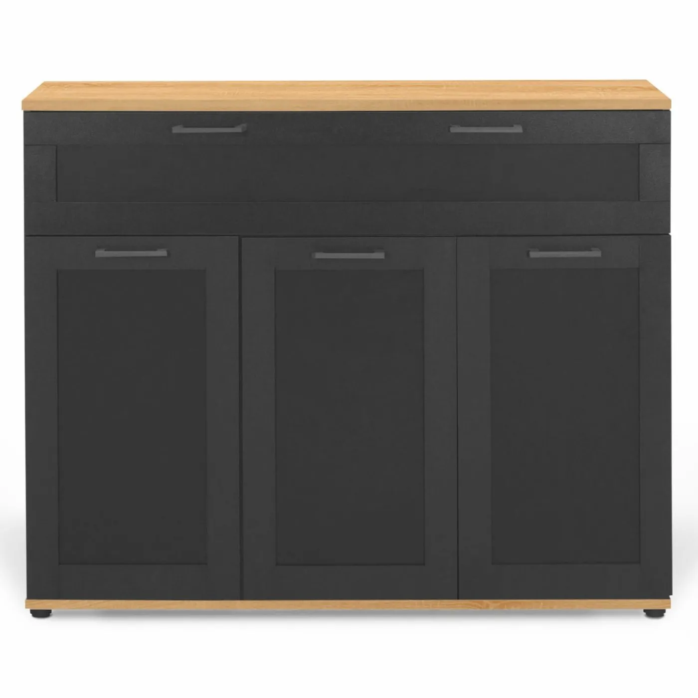 Buffet noir et bois 3 portes et 1 tiroir