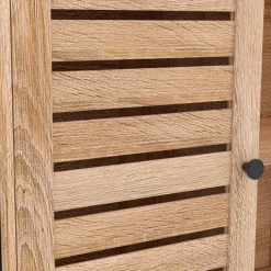 Buffet portes persiennes bois et métal noir