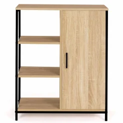 Buffet style industriel avec étagères et placard