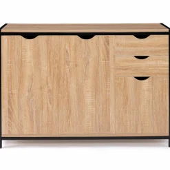 Buffet style industriel bois et métal noir 110 cm