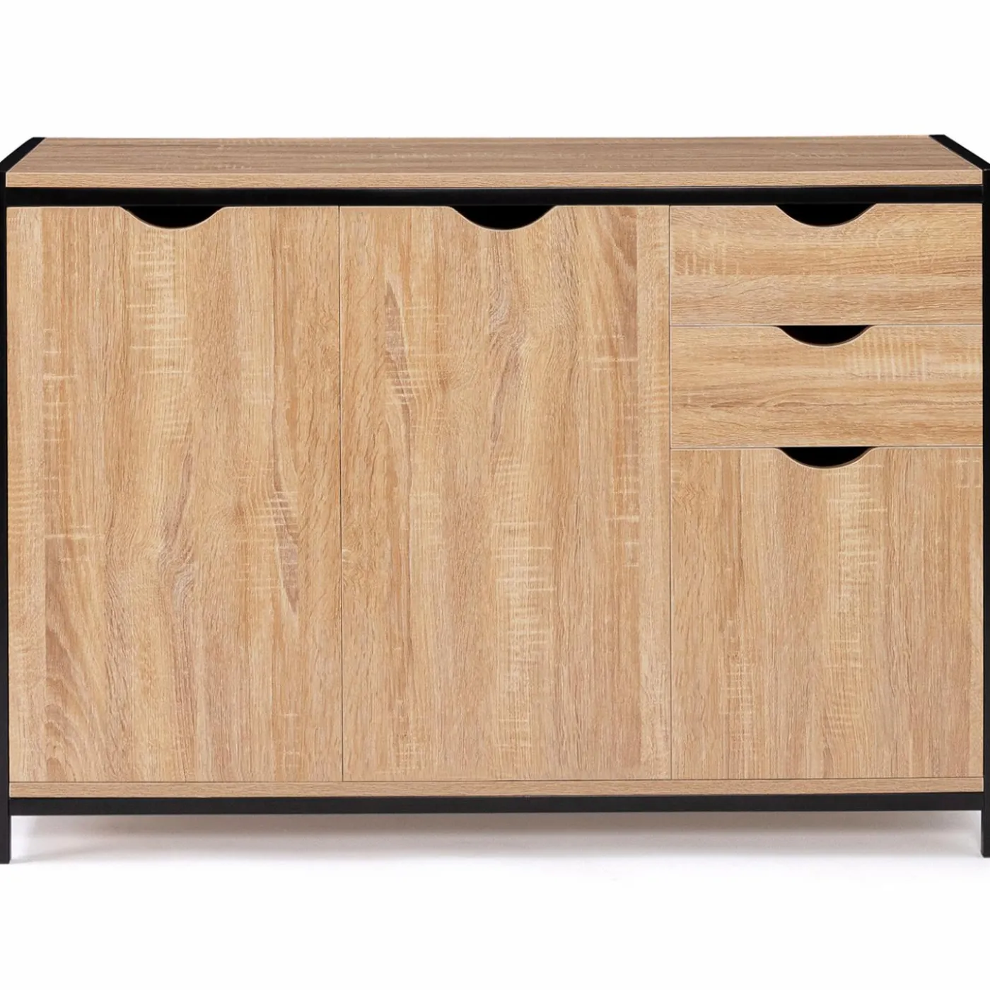 Buffet style industriel bois et métal noir 110 cm