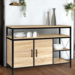 Buffet style industriel bois et métal noir 100 cm