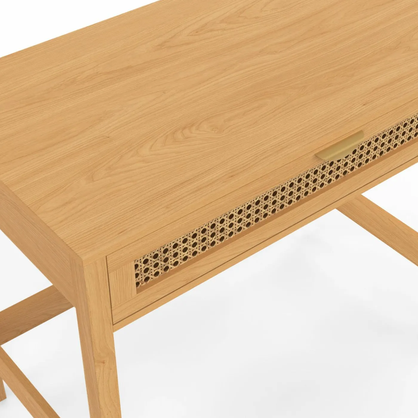 Bureau 1 tiroir bois et cannage 90*50
