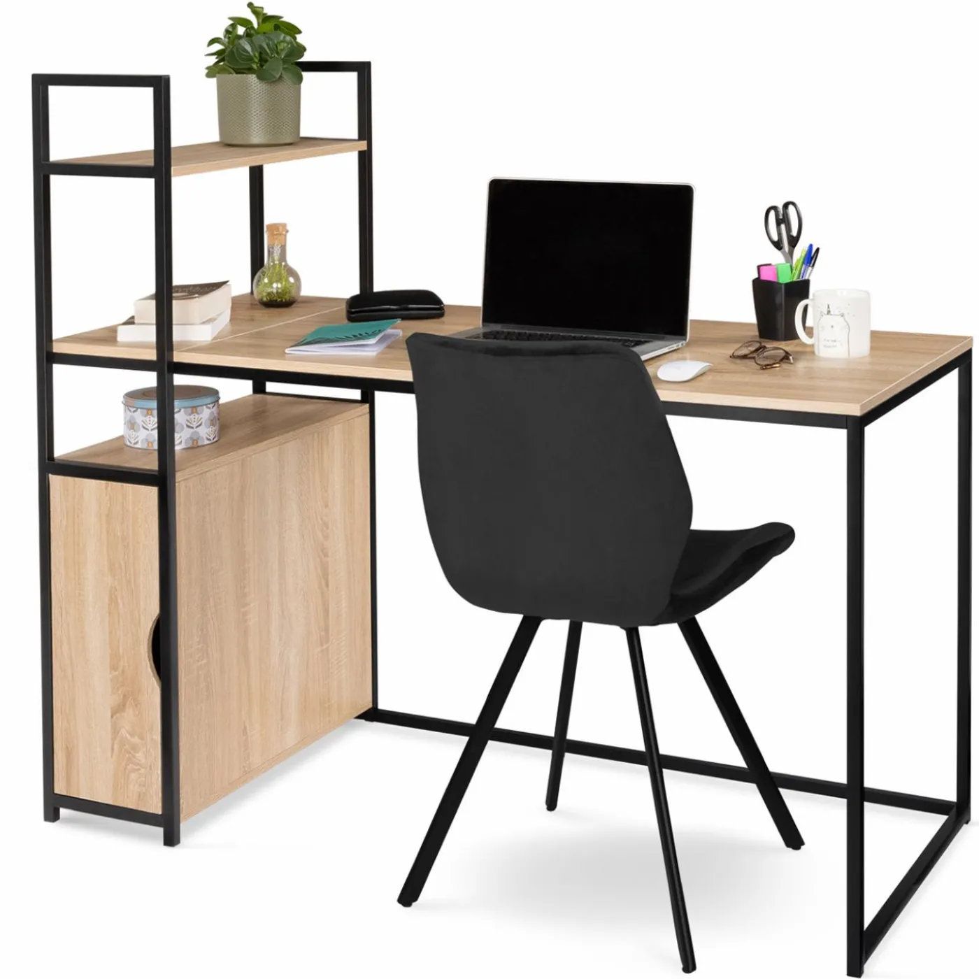 Bureau avec bibliothèque style industriel