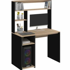 Bureau avec rangements noir et bois