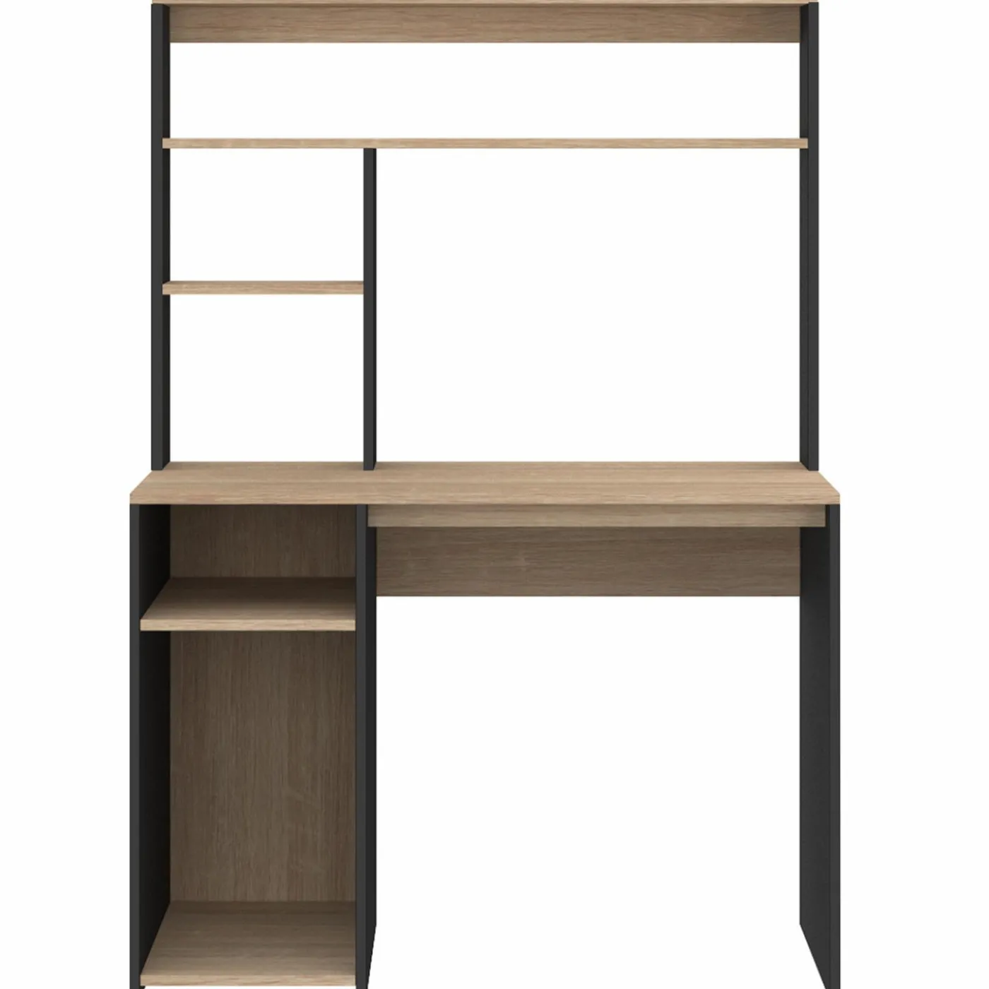 Bureau avec rangements noir et bois