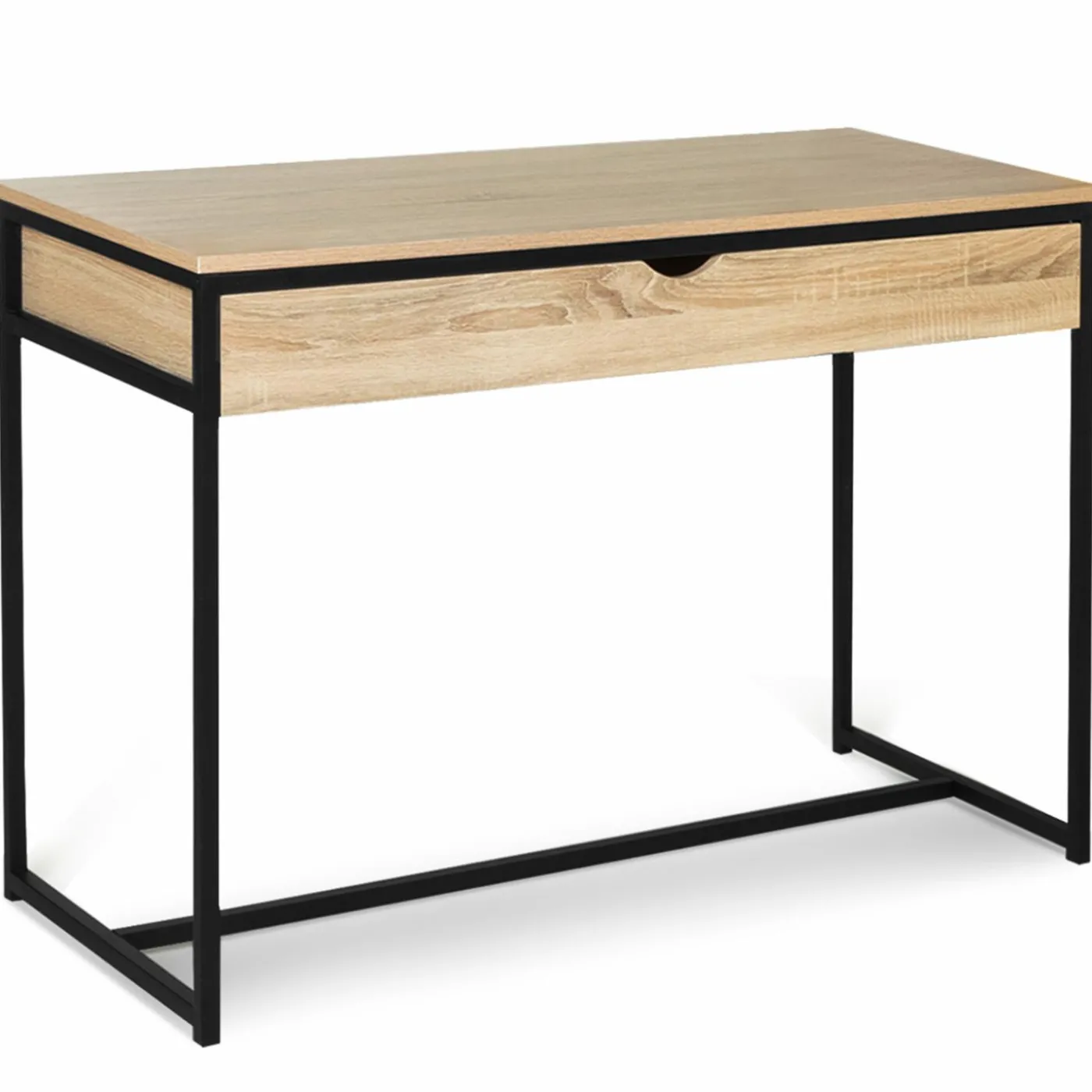 Bureau avec tiroir en métal noir et bois