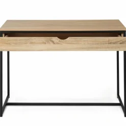Bureau avec tiroir en métal noir et bois