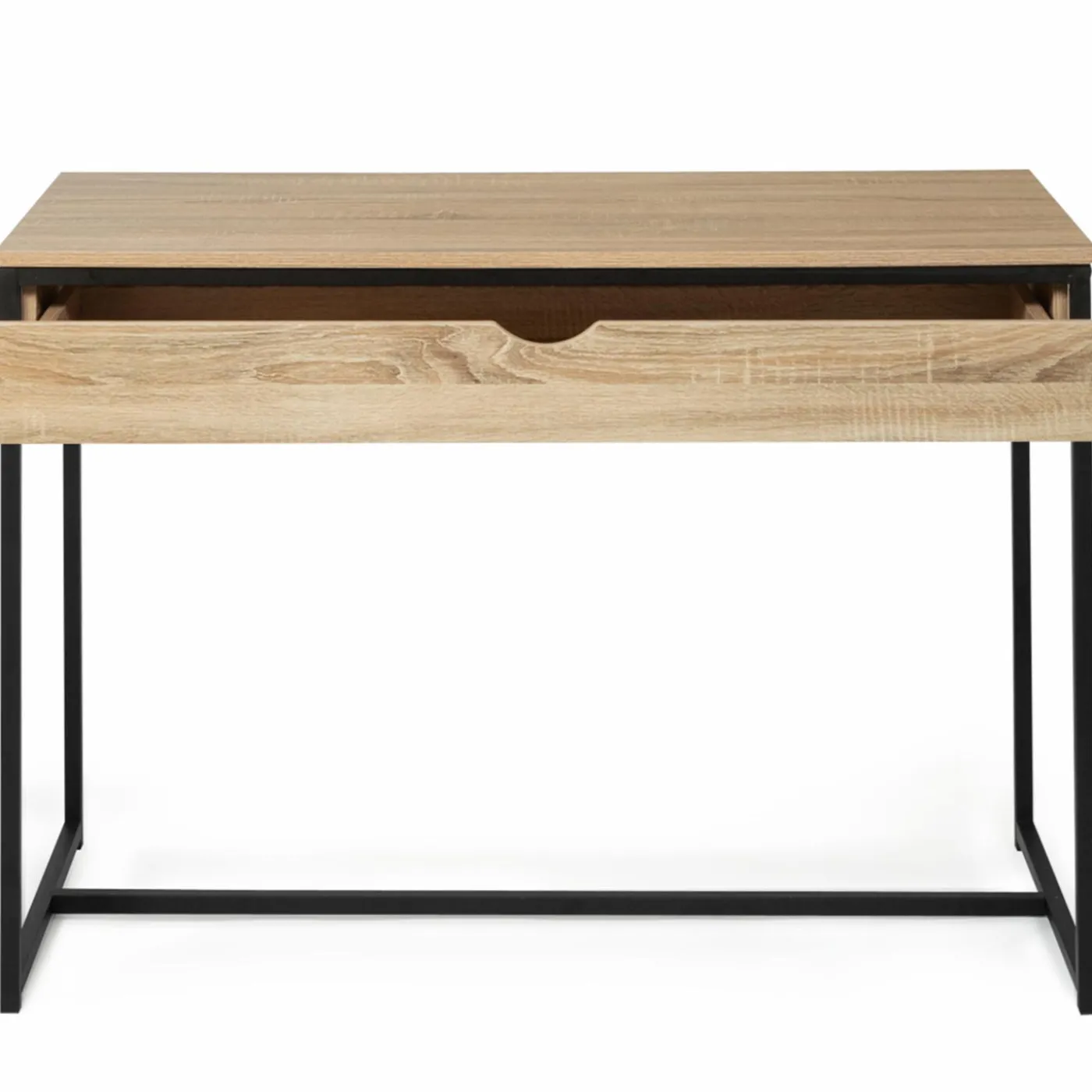 Bureau avec tiroir en métal noir et bois