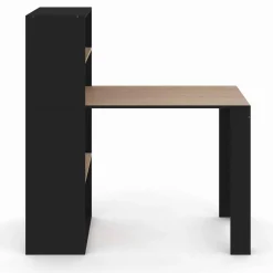 Bureau bibliothèque bois façon hêtre et noir