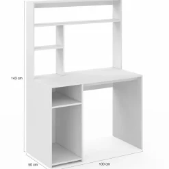 Bureau blanc avec étagères de rangement