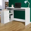 Bureau d'angle avec rangement blanc