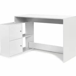 Bureau d'angle avec rangement blanc