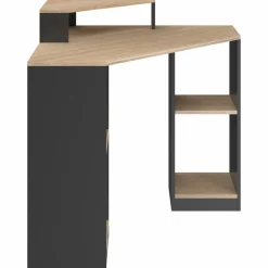 Bureau d'angle avec rangements noir et façon hêtre