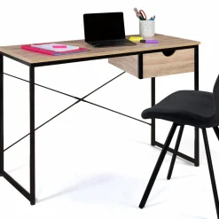 Bureau design industriel avec tiroir latéral 110 cm