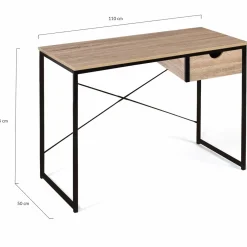 Bureau design industriel avec tiroir latéral 110 cm
