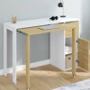 Bureau extensible blanc et bois avec rangements