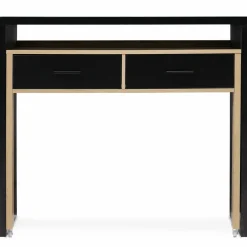 Bureau extensible bois noir et façon hêtre