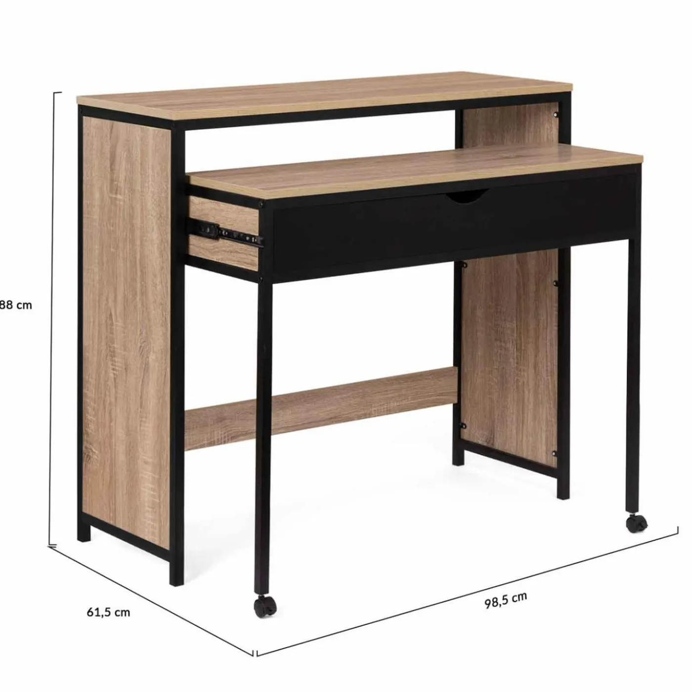 Bureau extensible gain de place 1 tiroir style industriel
