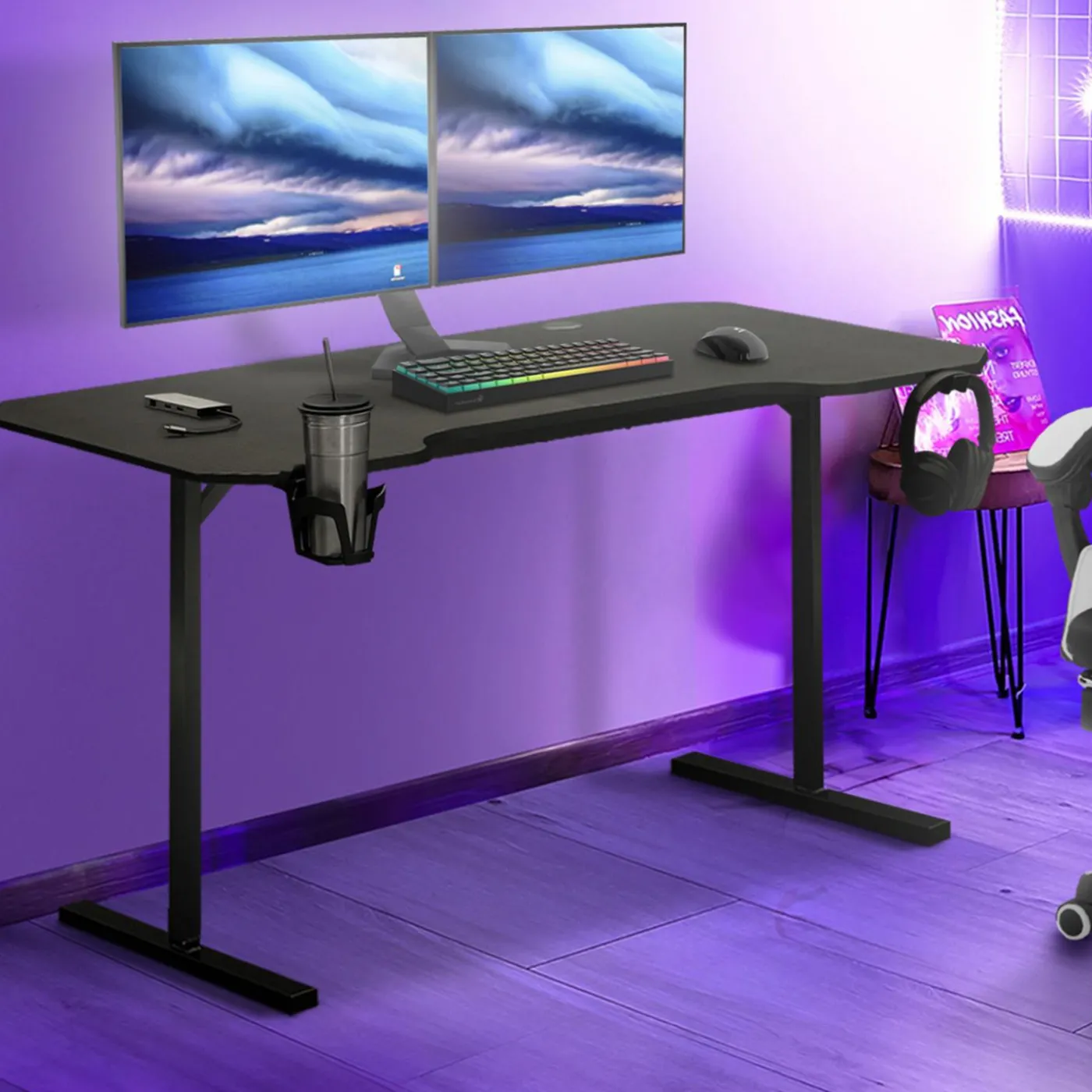 Bureau gamer noir 120 cm