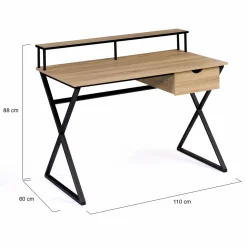 Bureau industriel avec tiroir 110 cm