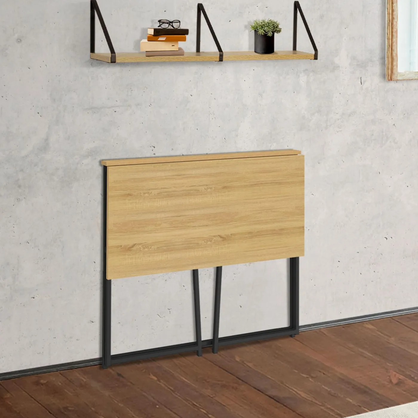 Bureau pliable industriel bois et métal