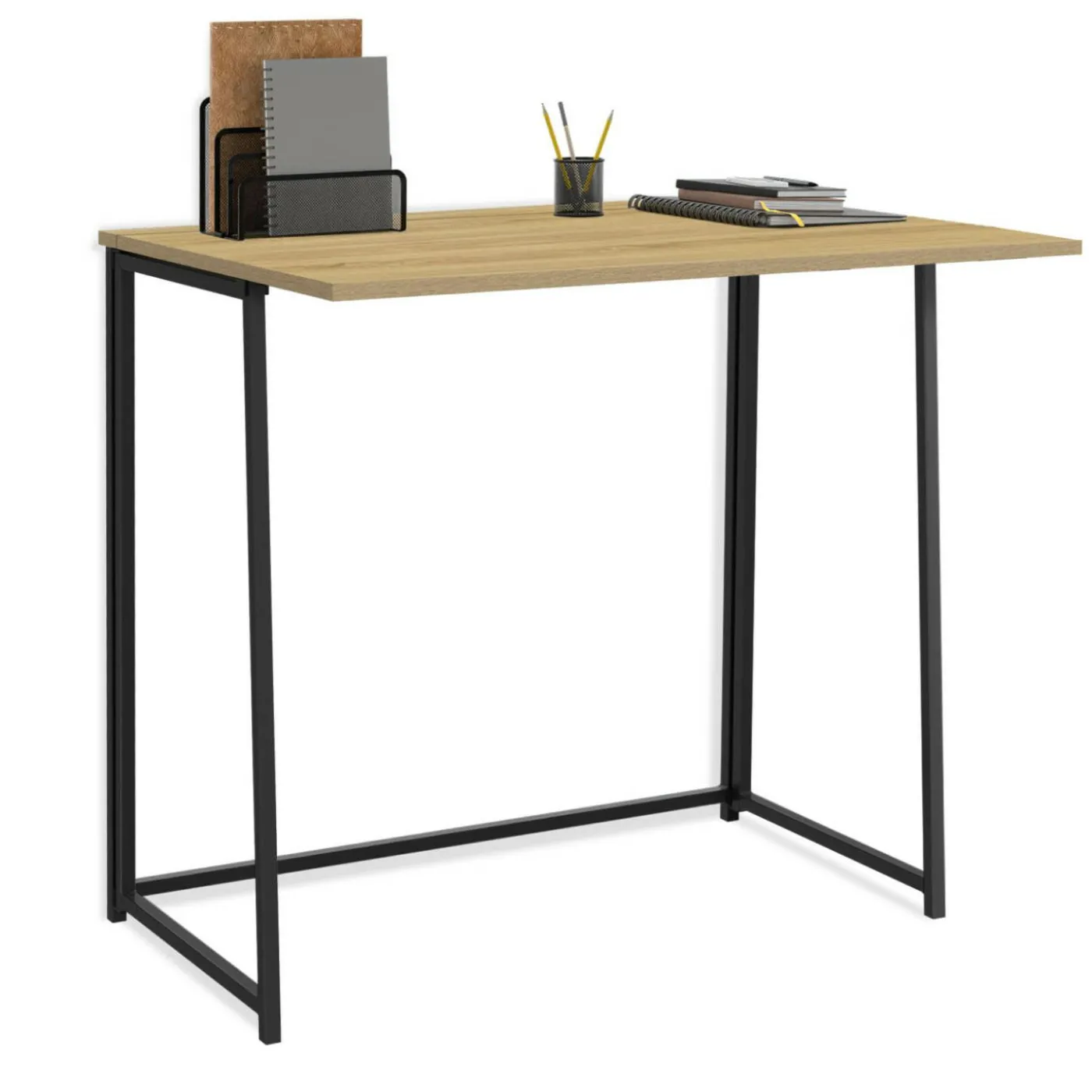 Bureau pliable industriel bois et métal