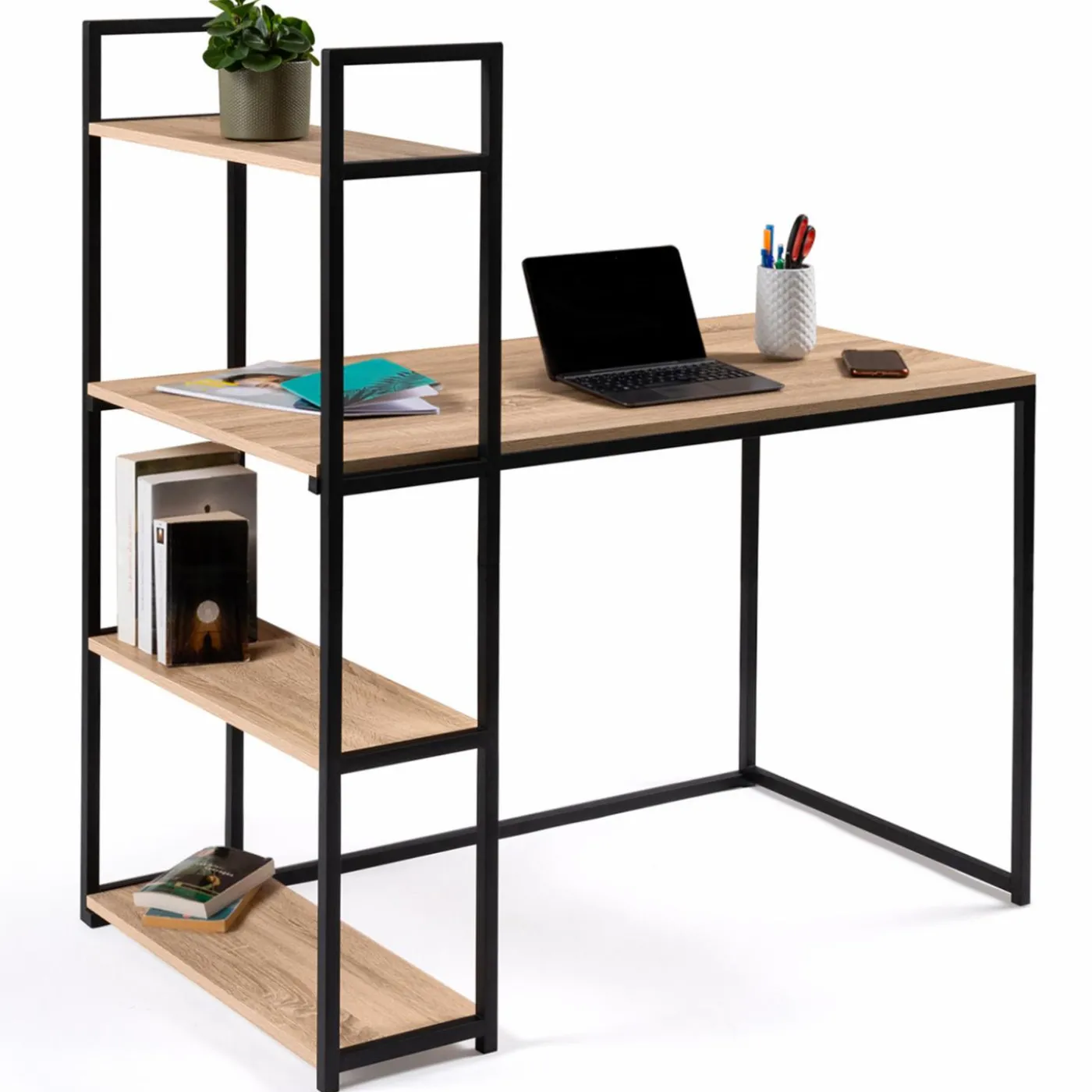 Bureau style industriel en métal et bois