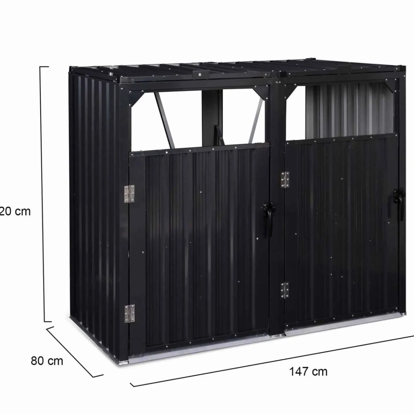 Cache poubelle double en acier gris pour extérieur