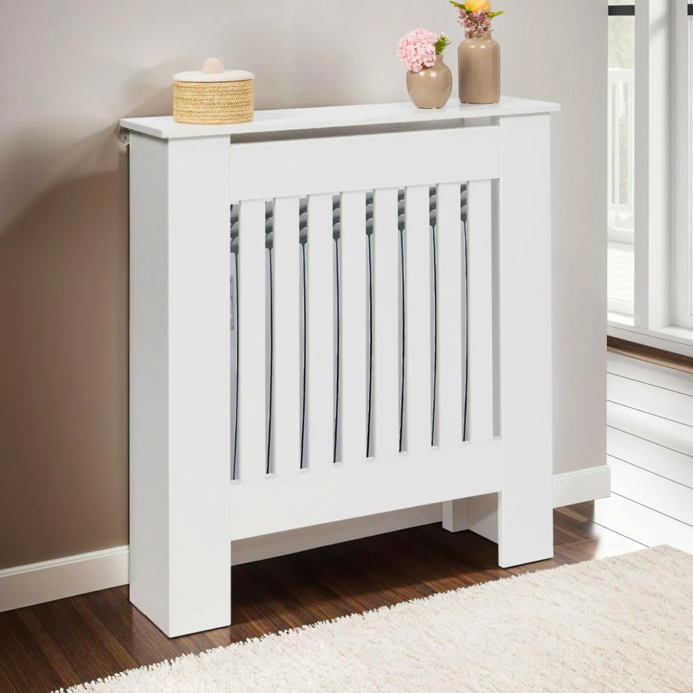 Cache radiateur blanc - étagère murale pour radiateur