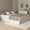 Cadre de lit 180 x 200 cm avec rangements et sommier blanc