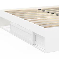 Cadre de lit 180 x 200 cm avec rangements et sommier blanc