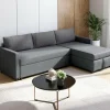 Canapé avec méridienne convertible en tissu gris anthracite