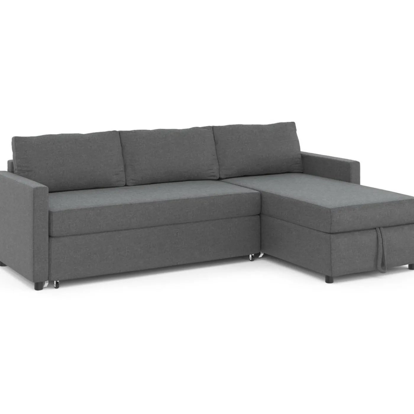 Canapé avec méridienne convertible en tissu gris anthracite
