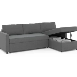 Canapé avec méridienne convertible en tissu gris anthracite