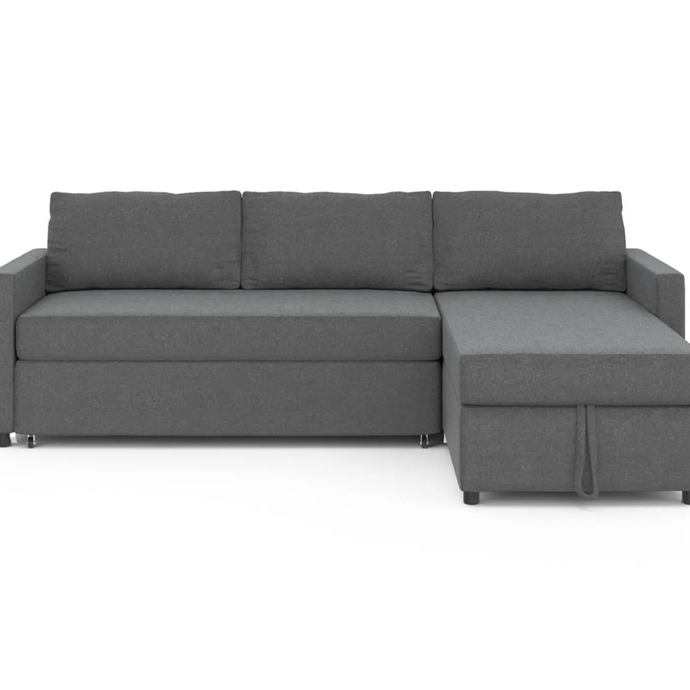Canapé avec méridienne convertible en tissu gris anthracite