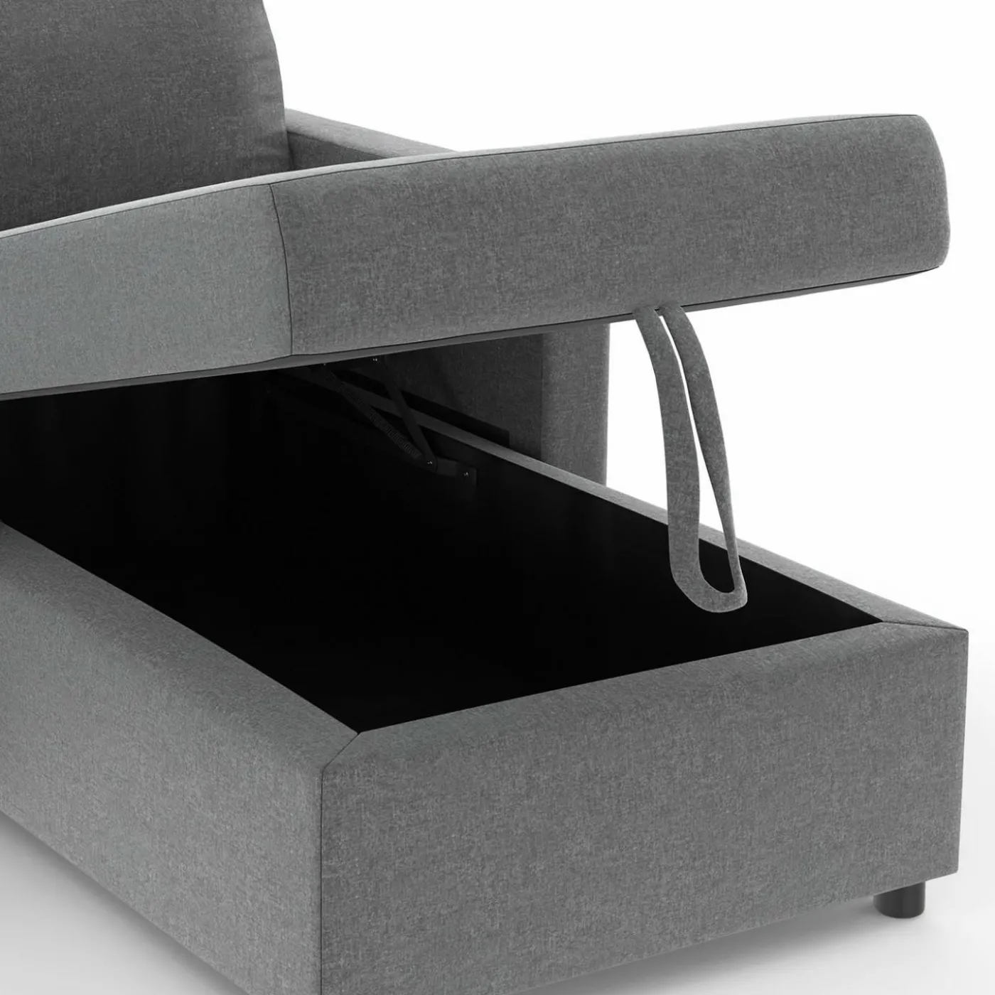 Canapé avec méridienne convertible en tissu gris anthracite