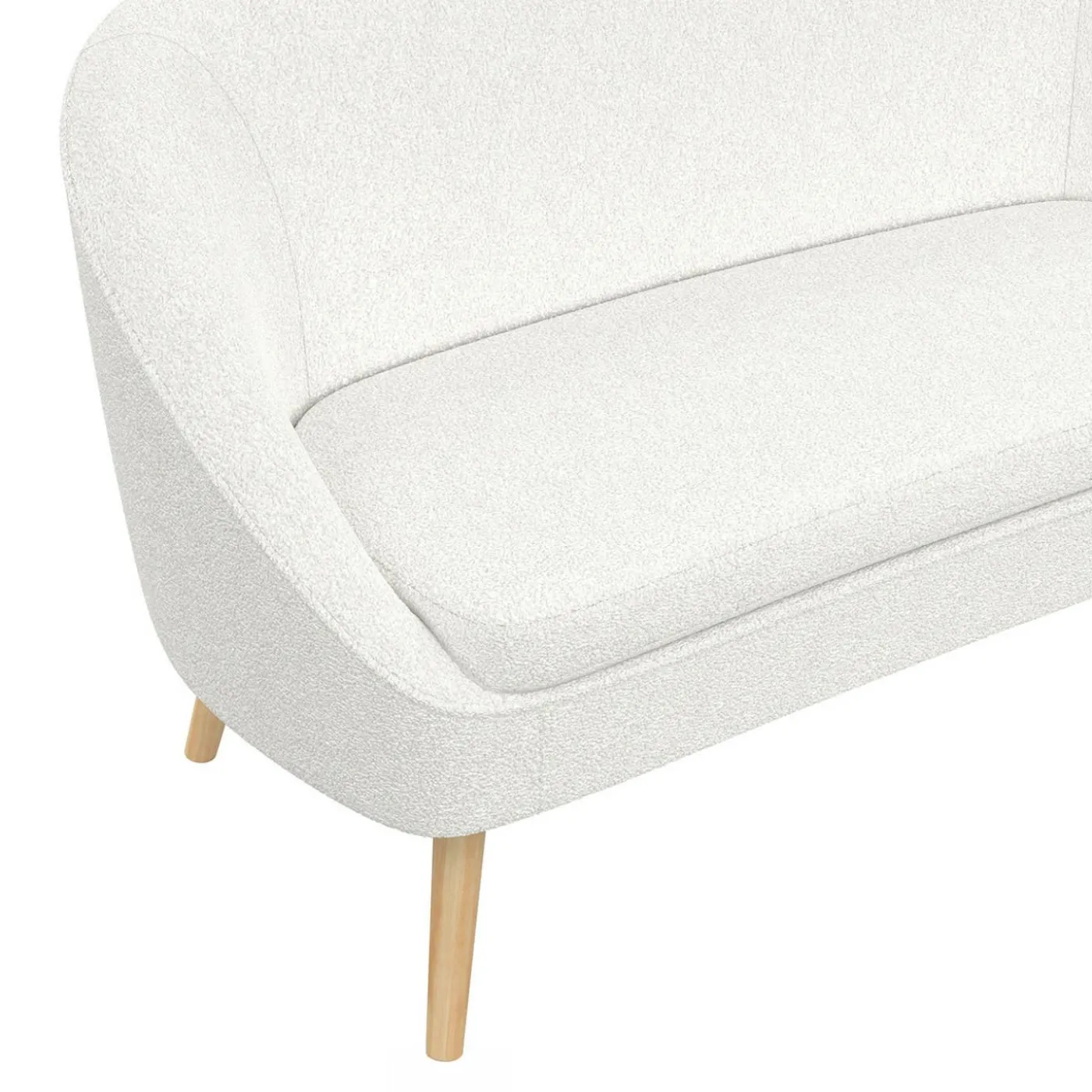 Canapé banquette tissu bouclette blanc