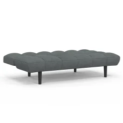 Canapé clic clac SALOME capitonné 3 places tissu gris anthracite